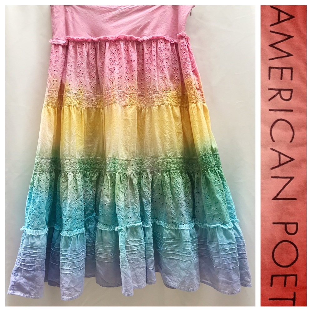 ✨ReNEW’d🎨 RAINBOW🌈Ombré Tiered Eyelet SKIRT🌈